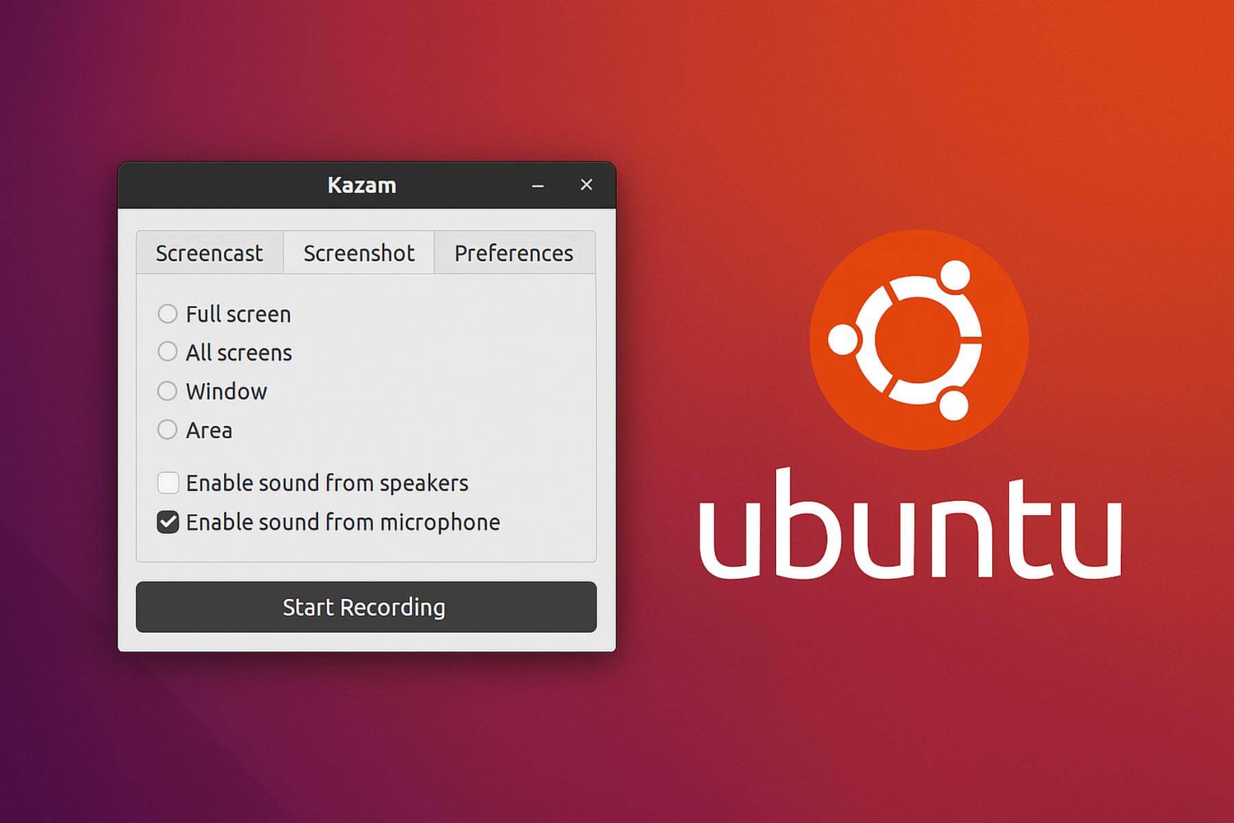 Recording via Kazam Tidak Full Screen di Ubuntu