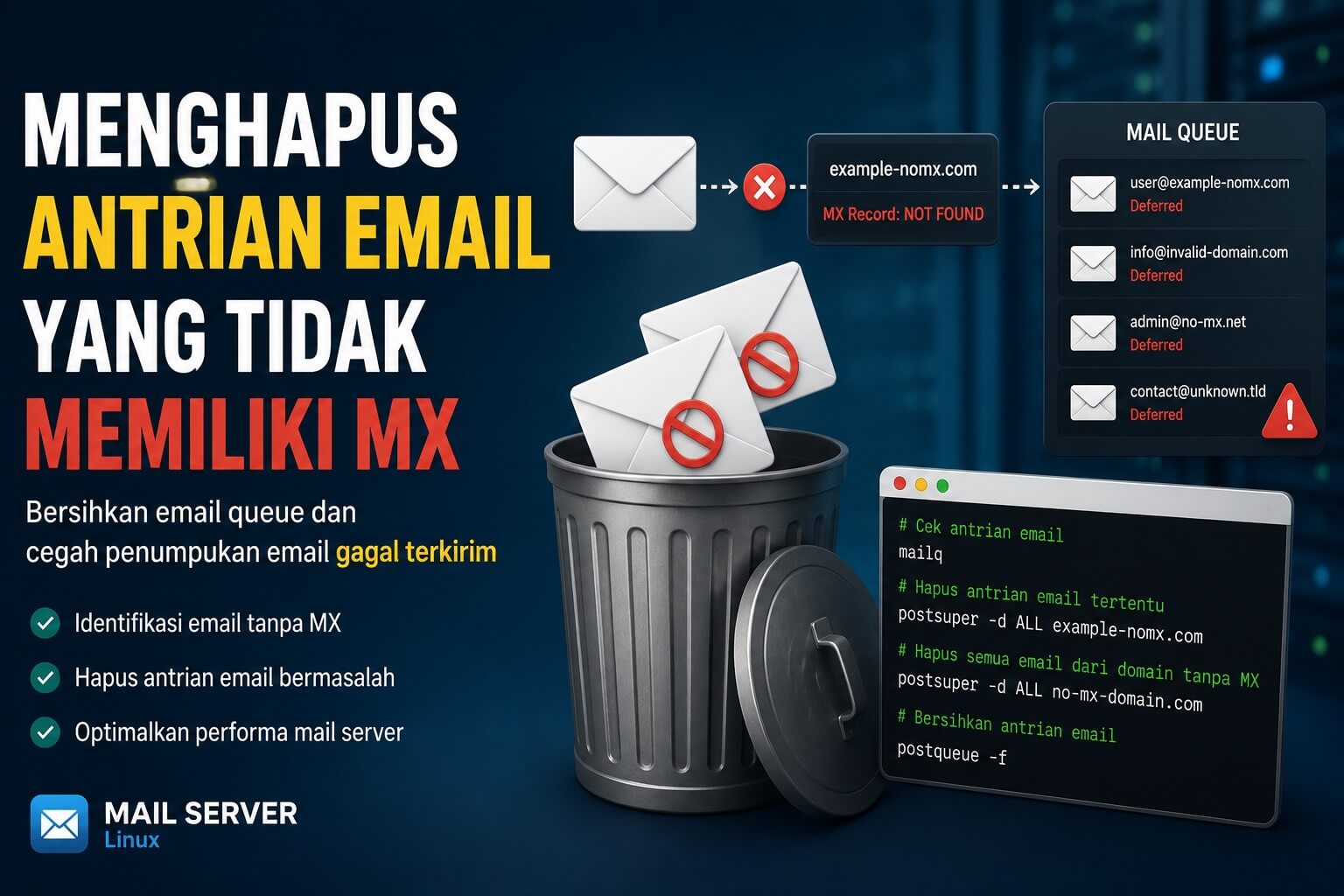 Menghapus Antrian Email yang Tidak Valid